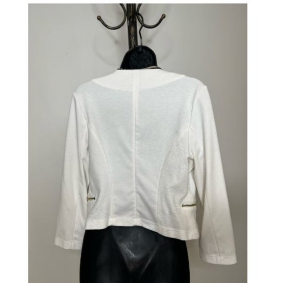 Guess Womens Open Front Dress Jacket Long Sleeve Zip Pockets Size M White - Picture 3 of 5